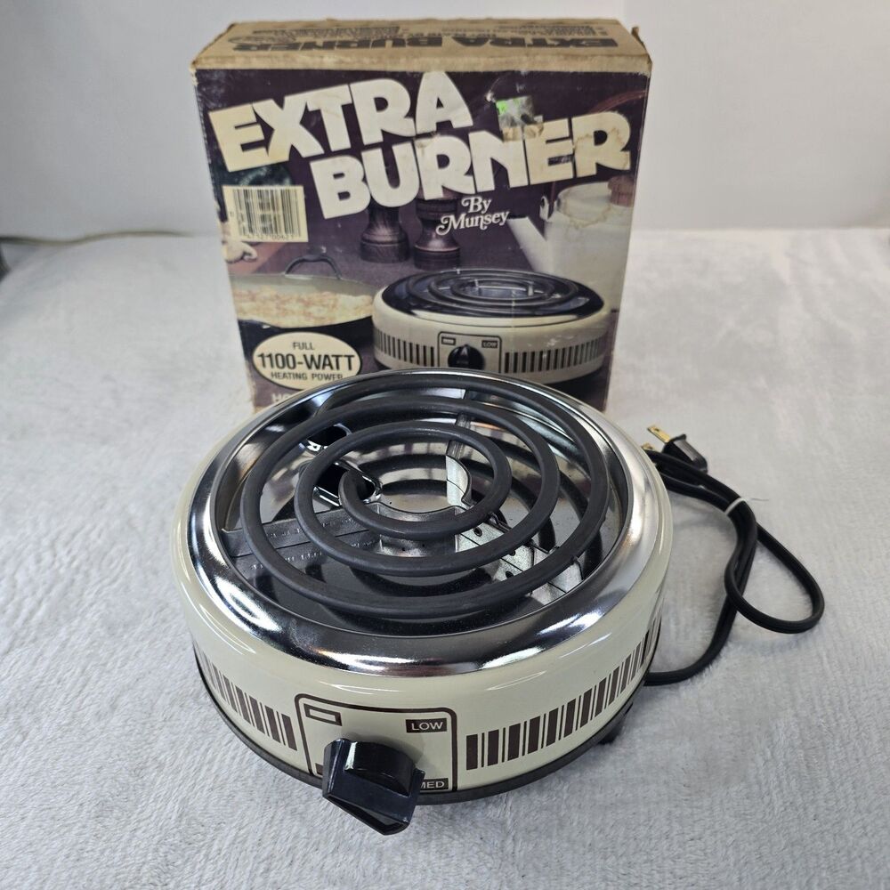 Munsey Extra Burner Model FB-1 Vintage 1100W Electric Hot Plate Single Burner